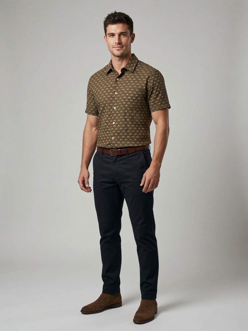Todd Snyder New York Camp Collar Shirt Men’s Size L Brown Cotton Short Sleeve